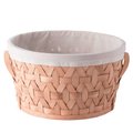 Vintiquewise Wooden Round Display Basket Bins, Lined with White Fabric, Food Gift Basket, Large QI003501.L